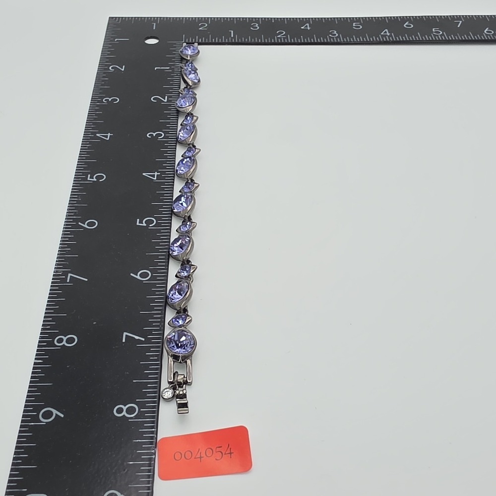 New! GIVENCHY SWAROVSKI Bracelet Purplish & Clear Crystals Gunmetal Gray 7.25" - Picture 15 of 15